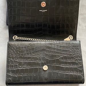 Small Kate Croc Embossed Leather Shoulder Bag